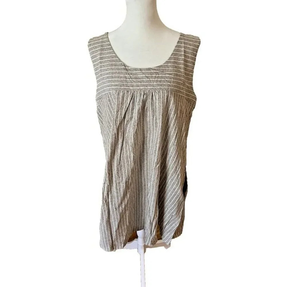 Large Hayden Brand NWT Brown White Stripped‎ Cotton Guazy Casual Sheath Dress